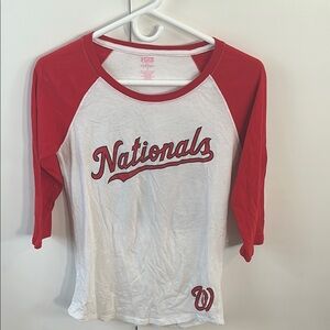 Nationals Red and White Raglan Tee